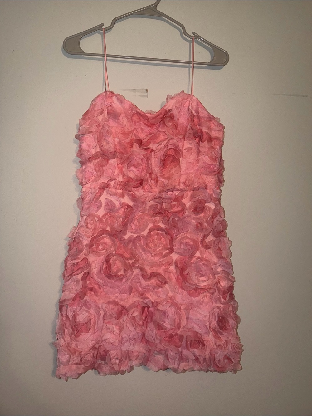 The Vintage Shop Pink Rose Appliqué Spaghetti Strap Dress